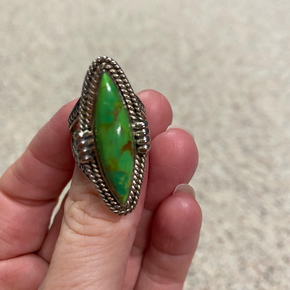 Green Turquoise Silver Ring